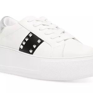 Steve Madden Pingo Black Accent Studded Platform Sneakers